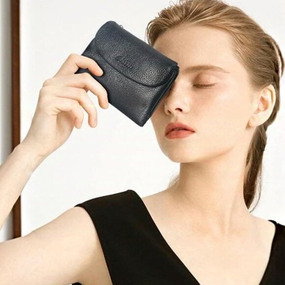 Women's Leather Wallet Large Capacity Bifold Card Holder Zipper Coins Red - Picture 7 of 7